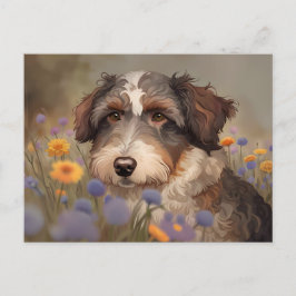 Süßes Aussiedoodle Portrait Vykort