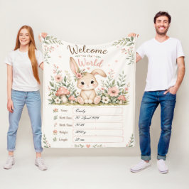 Süßes Baby Hasen Design mit Geburtsdaten Feldern Fleecefilt