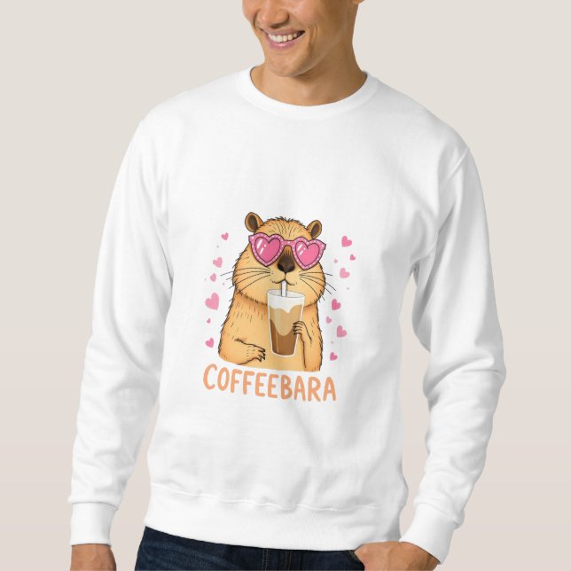 Süßes Capybara mag Kaffee Coffeebara Lång Ärmad Tröja (Framsida)