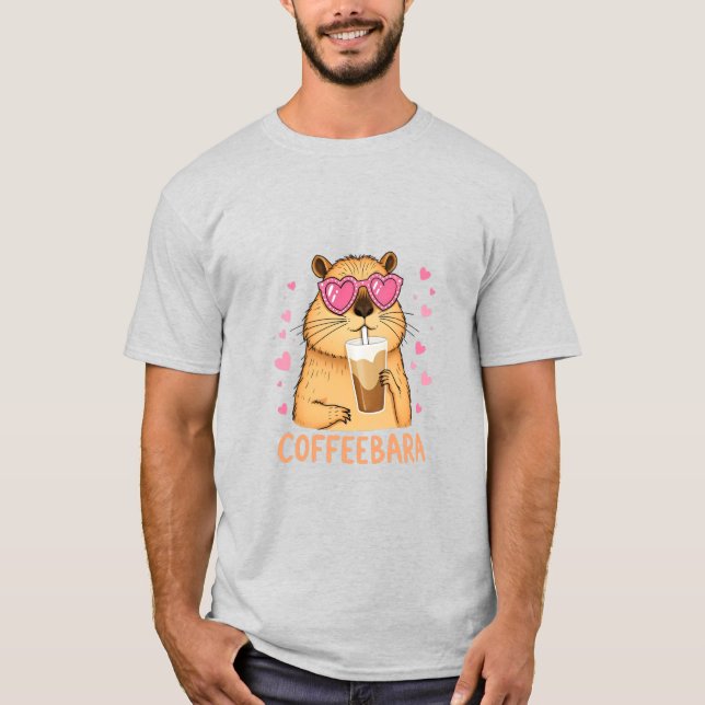 Süßes Capybara mag Kaffee Coffeebara T Shirt (Framsida)