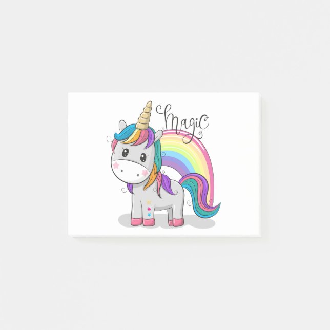 Süßes Einhorn Unicorn mit großen Augen Post-it Block (Framsida)