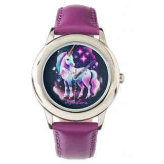 süßes Einhorn vor einem funkelnden Sternenhimmel Armbandsur