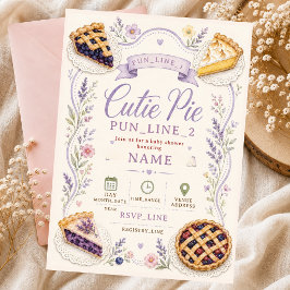 Süßes Pie Baby Blåbär Citron Meringue Lavendel Inbjudningar
