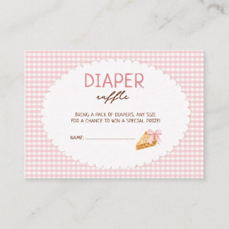 Süßes rosa Gingham-Baby-Shower-Windel-Lotterie Tilläggskort