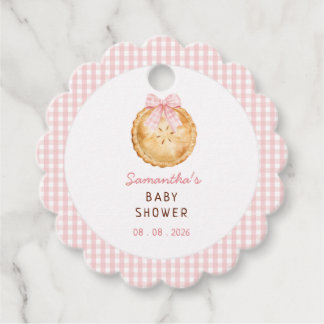 Süßes rosa Gingham-Barnkalas Gåvor Etiketter
