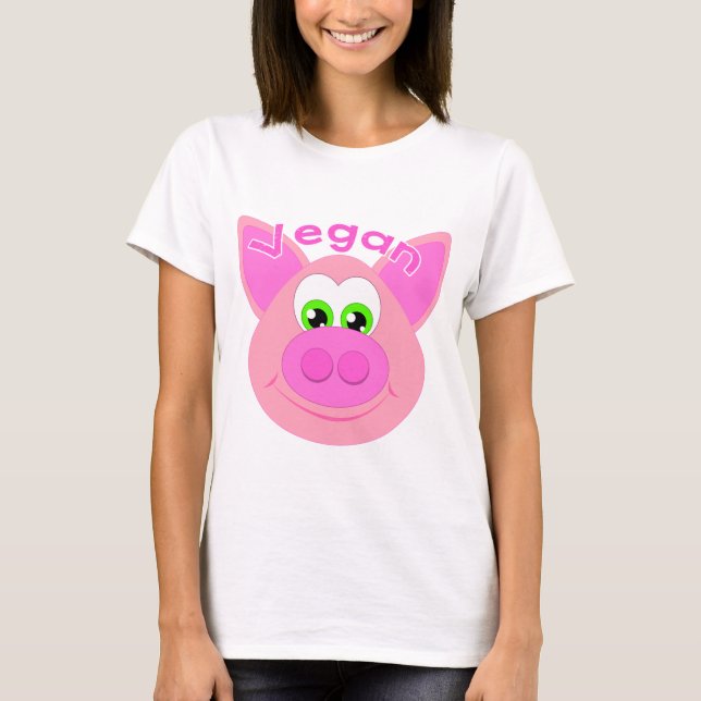 Süsses Vegan Schwein / Pig / Go Vegan Tee Shirt (Framsida)