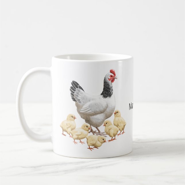 Sussex Chicken Mamma Hen och Chickar Kaffemugg (Vänster)