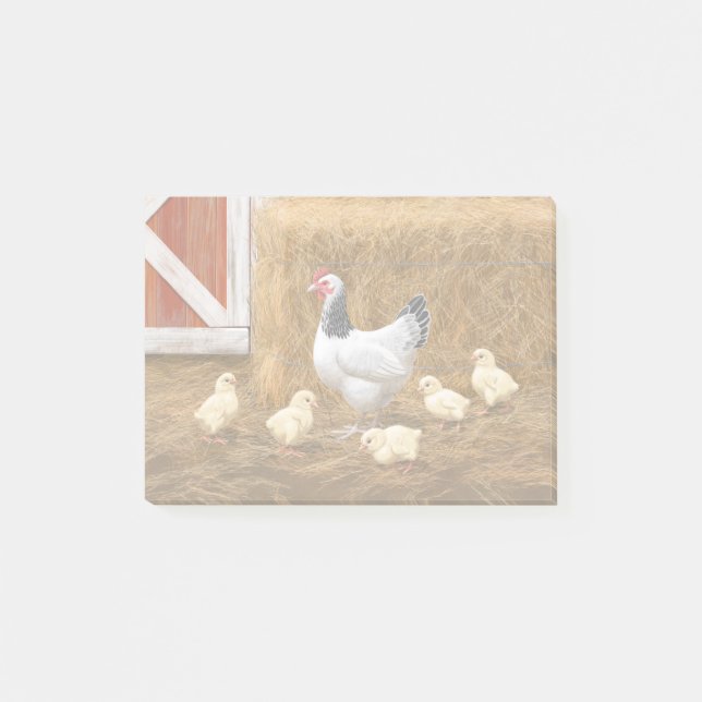 Sussex Chicken Mamma Hen och Chickar Post-it Block (Framsida)