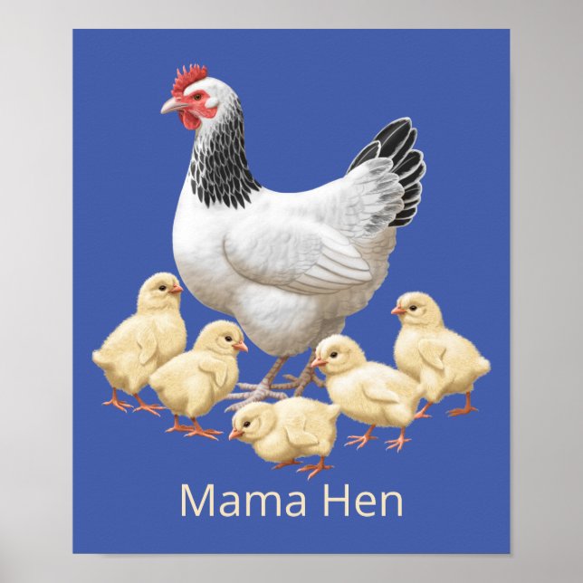 Sussex Chicken Mamma Hen och Chickar Poster (Framsidan)