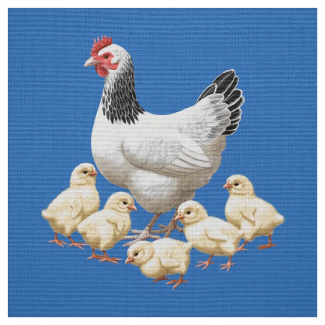 Sussex Chicken Mamma Hen och Chickar Tyg (Provkarta)