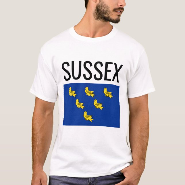 Sussex / English County Flagga T Shirt (Framsida)