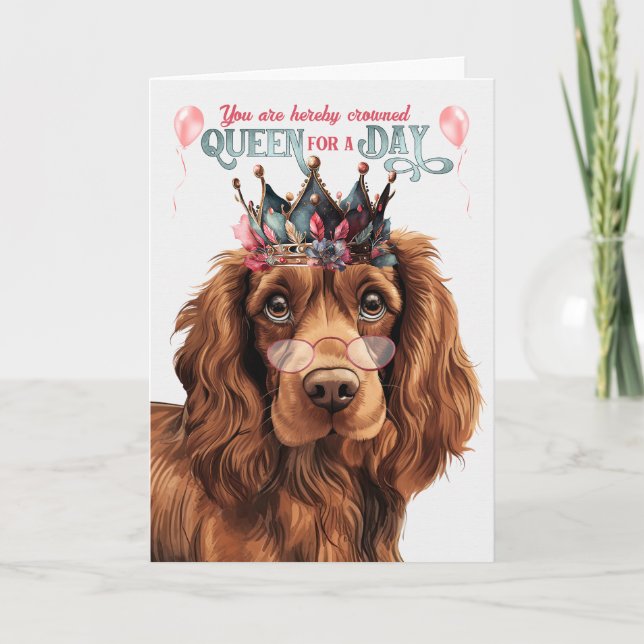 Sussex Spain Hund Queen Day Funny Birthday Kort (Framsida)