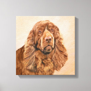 Sussex Spain Painting - Cute Original Hund Art Canvastryck