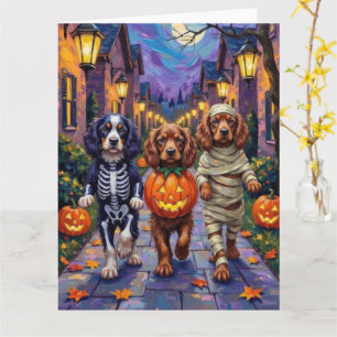 Sussex Spaniel Hundar i Halloween Kostymer Kort
