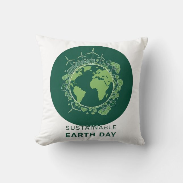 Sustainable Earth Day Kudde (Framsida)