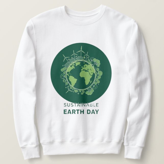 Sustainable Earth Day Lång Ärmad Tröja (Design framsida)