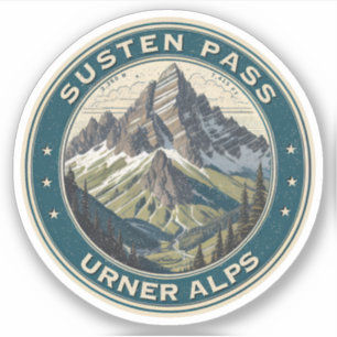 Sustenpasset, schweizisk alpin bergsväg klistermärken