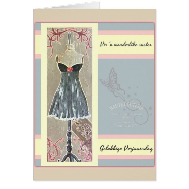 Suster för Vir 'n-wonderlike - Gelukkige Hälsningskort (Framsidan)