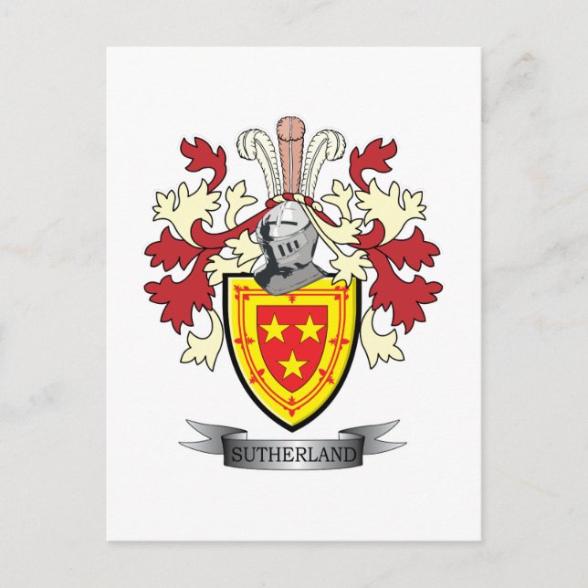 Sutherland Family Crest Jackar av Arm Vykort (Framsida)