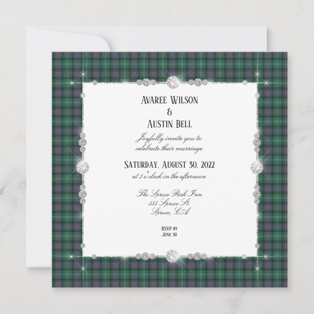 Sutherland Gamla antika Tartan-inbjudan Inbjudningar (Framsida)