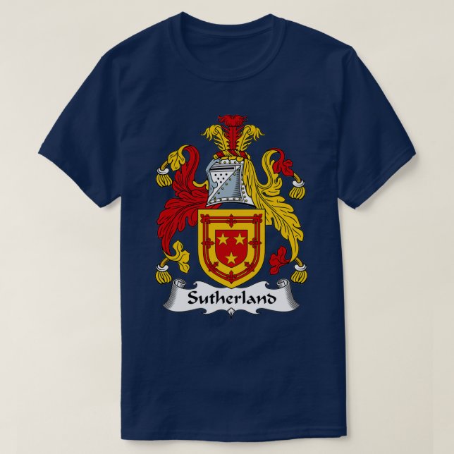 Sutherland Jackar Arm Sutherland Family Crest T Shirt (Design framsida)