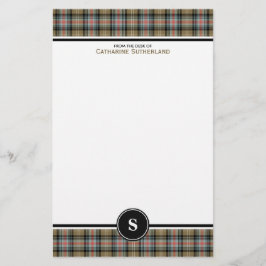 Sutherland Klan Ancient Tartan Tan Play Monogram Brevpapper