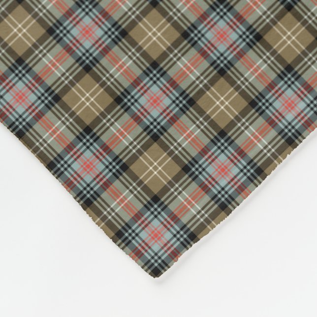 Sutherland Klan Tan och Black Ancient Tartan Fleecefilt (Hörn)