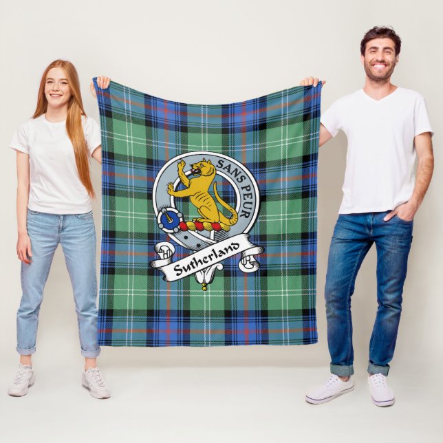 Sutherland Old Ancient Clan-märke Tartan Plaid Fleecefilt (På plats)
