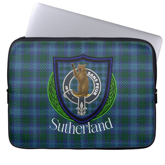 Sutherland Scottish Clan Tartan and Crest  Laptop Fodral (Framsidan)