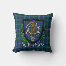 Sutherland Scottish Klan Tartan & Vapensköld Kudde