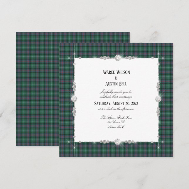 Sutherland Scottish Tartan-inbjudan Inbjudningar (Fram/baksida)