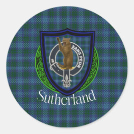 Sutherland skotska klan tartan & vapen runt klistermärke