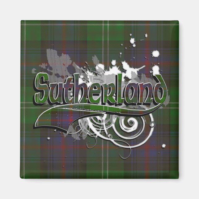Sutherland Tartan Grunge Magnet (Framsidan)