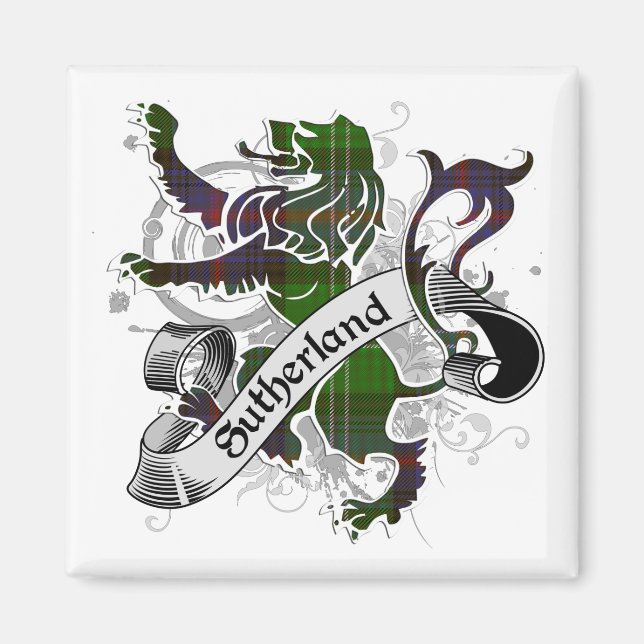 Sutherland Tartan Lejon Magnet (Framsidan)