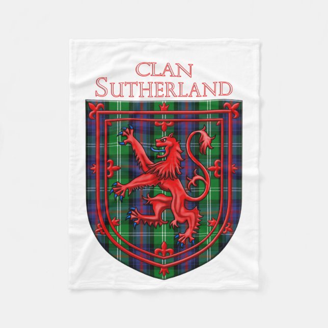 Sutherland Tartan Scottish Plaid Lion Rampant Fleecefilt (Framsidan)