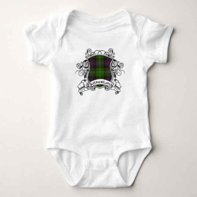 Sutherland Tartan Shield T Shirt (Framsida)