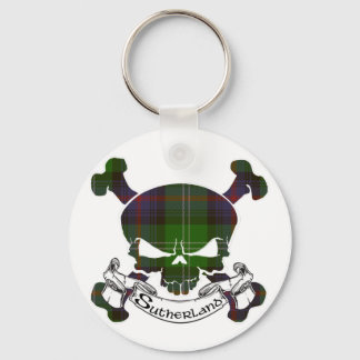 Sutherland Tartan Skull Nyckelring