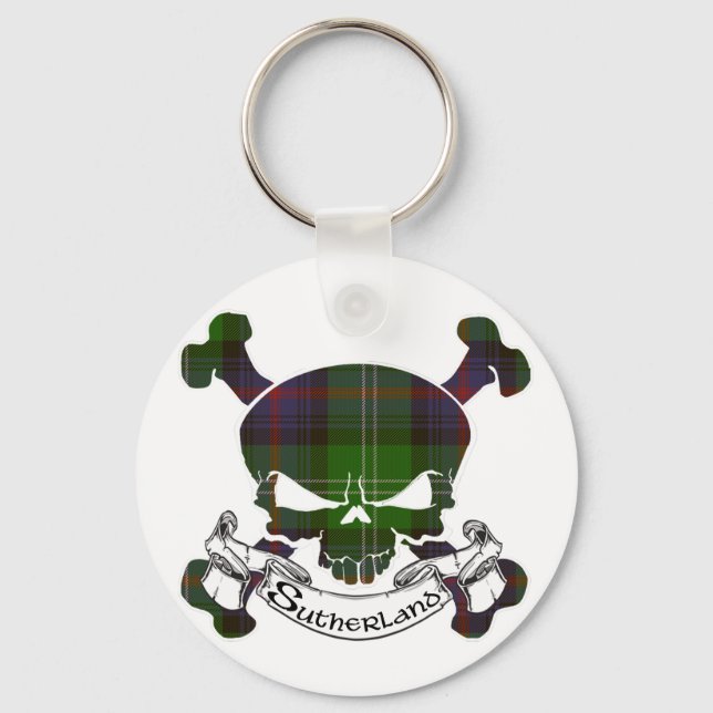 Sutherland Tartan Skull Nyckelring (Framsida)