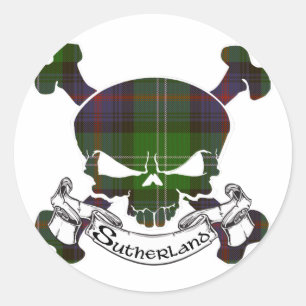 Sutherland Tartan Skull Runt Klistermärke