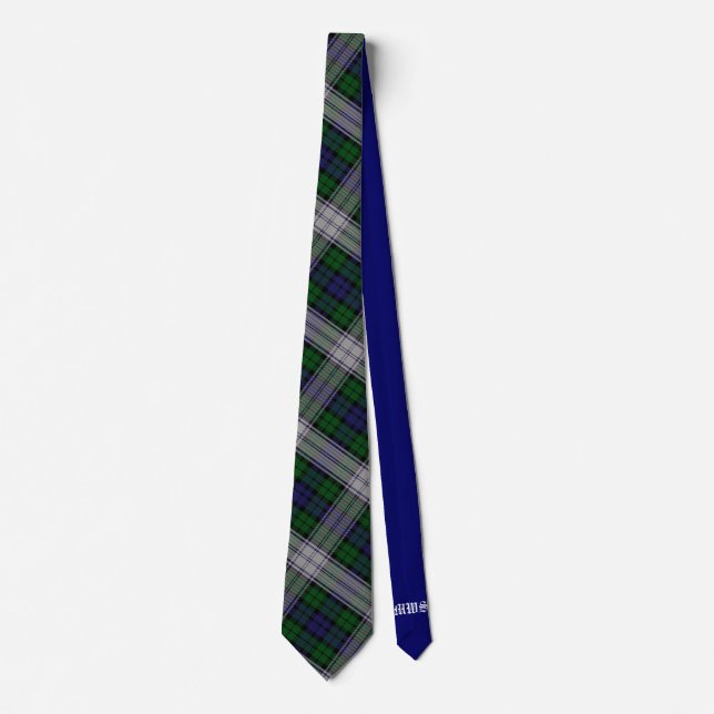 Sutherland Tartan & Solid Blue Monogram Neck Tie Slips (Framsida)