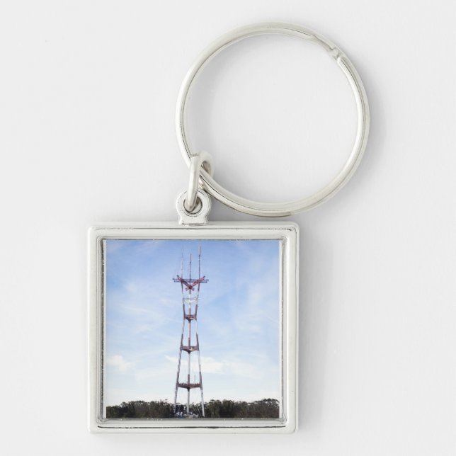 Sutro Torn Fyrkantig Silverfärgad Nyckelring (Framsidan)