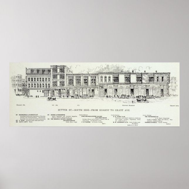 Sutter South Side Kearny och Grant Poster (Framsidan)