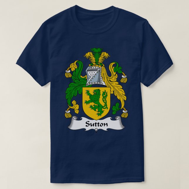 Sutton Coat of Arms Family Crest  T Shirt (Design framsida)