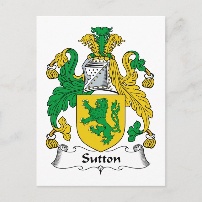 Sutton Family Crest Vykort (Framsida)