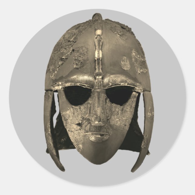Sutton Hoo helmet Runt Klistermärke (Framsida)