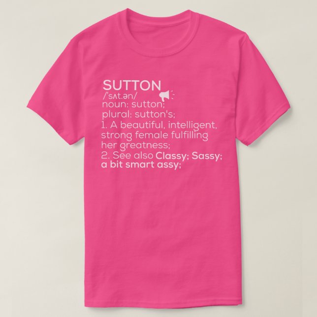 Sutton Namn Sutton Definition Sutton Female Namn S T Shirt (Design framsida)