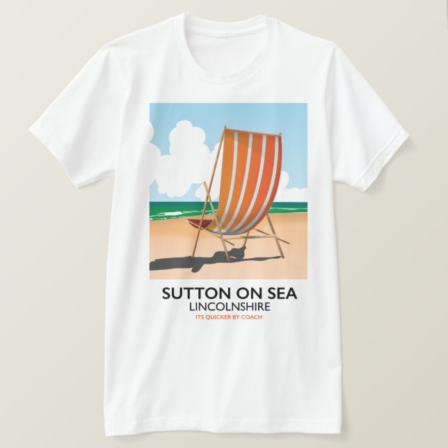 Sutton on Sea Sea Sea Sea Sea Sea Seside-reseaffis T Shirt (Design framsida)
