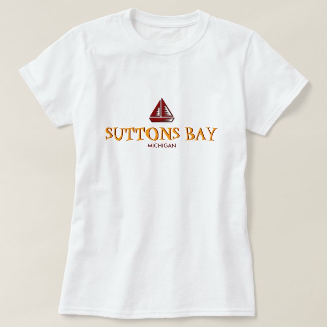 SUTTONS-FJÄRDEN, MICHIGAN, damer behandla som ett T-shirt (Design framsida)