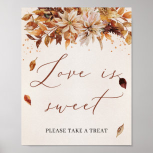 Sutumn Flowers Boho Marigold Kärlek är Sweet Sign Poster