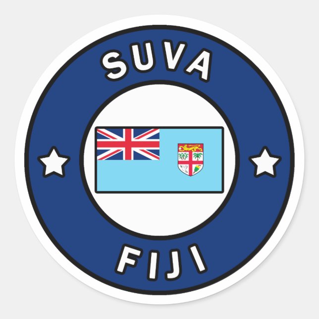 Suva Fiji Runt Klistermärke (Framsida)